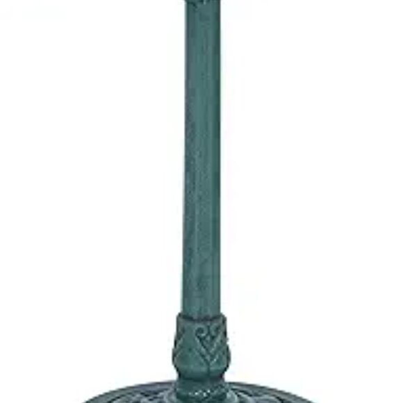 Outdoor Aged Green Pedestal Birdbath with Scrollwork - Picture 7 of 7
